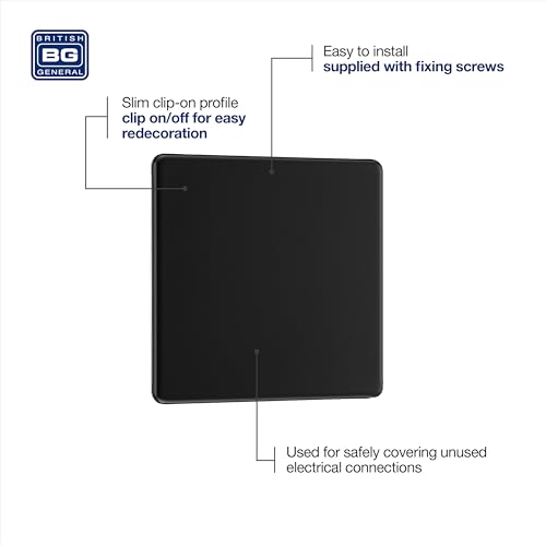 Screwless Flatplate Matt Black Single Blank Plate - Image 3