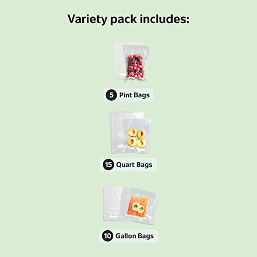 FoodSaver Premium Vacuum Sealer Bags Multisize Variety Pack 30-Count Perfect for Freezer & Pantry Storage Sous Vide Cooking BPA Free