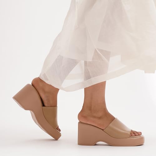 Image of JM LOOKS Women's Wedge Sandals - Open Toe Slip-On with Comfortable Sole | Stylish & Easy to Daily and Casual Outfits