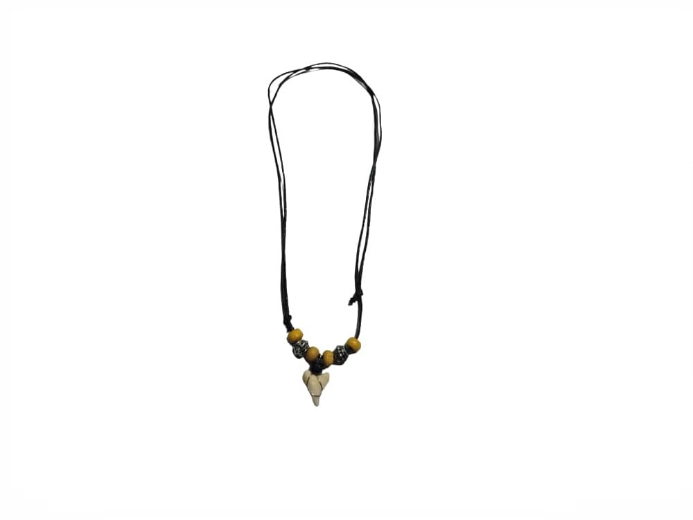Collana Con Dente Di Squalo Autentico 1-2,5 Cm, Laccio Regolabile Tribale Unisex - Art.14