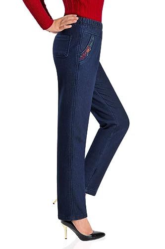 IDEALSANXUN Women’s Fleece Lined Jeans Elastic Waist Loose Straight Leg Jeans3