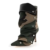 KaroNairy Womens Stiletto High Heel Ankle Boots Sexy Pointed Toe Short Bootie 2.75In Heels Boots Party Shark Boots Camouflage7