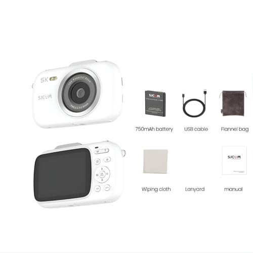 Image of SJCAM ZV100 5K 80MP Digital Camera | 18X Digital Zoom with 5 Preset Modes, 750mAh Digital Point and Shoot Camera for Vlogging Beginners (White)