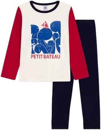 Petit Bateau Nachtkleding voor jongens, Marshmallow/Multico, 10 Jaar