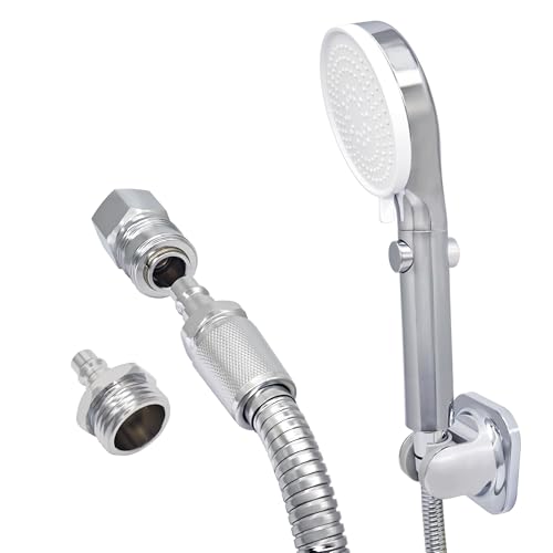 Image of RV Shower Head with Hose,RV Quick Connect Shower head,High Pressure Handheld Shower Head with On /Off,for RV Indoor /Outdoor Shower Faucet Connect Shower and Garden Hose (on /off switch, Chrome)