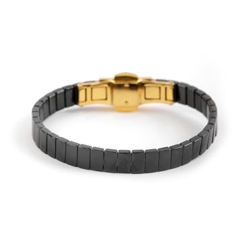 Rubans 18KT Gold Plated Stainless Steel Tarnish-Free Waterproof Black Link Bracelet for Boys and Men, Perfect for Formal and Casual Occasions (B0D73XS6KW) Amazon Price History, Amazon Price Tracker