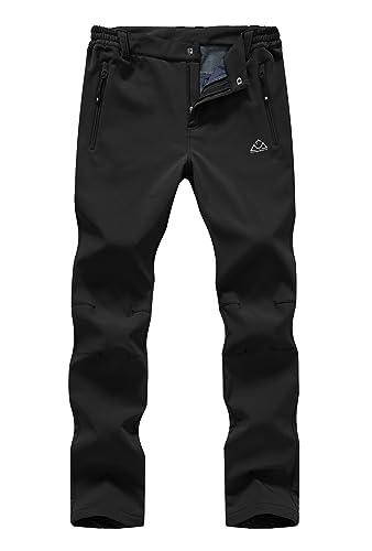 YSENTO Women's Fleece Lined Pants Winter Snow Ski Waterproof Insulated Softshell Hiking Mountain Pants Black Size M