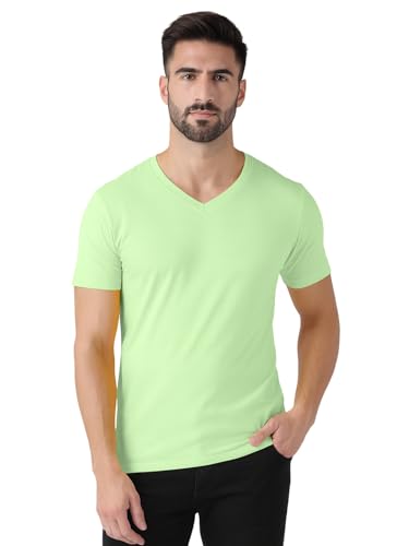 Image of Friskers Men's V-Neck Short Sleeves Cotton T-Shirt - Casual T-Shirt, Regular Fit