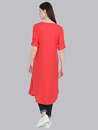 Image of Women's Rayon Solid Long-Length Kurti