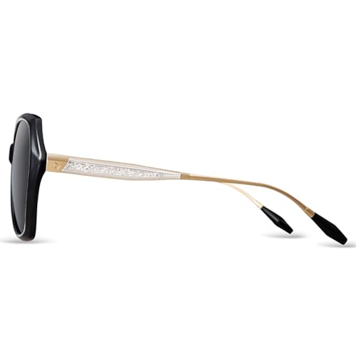 Trendy Oversized Polarized Sunglasses for Women Large Black Driving Sun Glasses Crastal Elements Designer Shades3