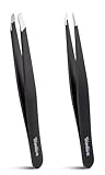 Set of two precision tweezers with a comfortable grip, perfect tension for optimal control so you can tweeze hairs easily. Slant Tweezer to eliminate unwanted brow hair for your desired eyebrow shape. Point Tweezer for removing fine, ingrown hairs, b...