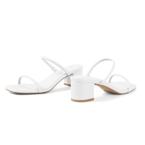 Image of Shoe'N Tale Strappy Heels for Women Square Open Toe Two Strap Low Block Heel Slip on Dressy Sandals Shoes