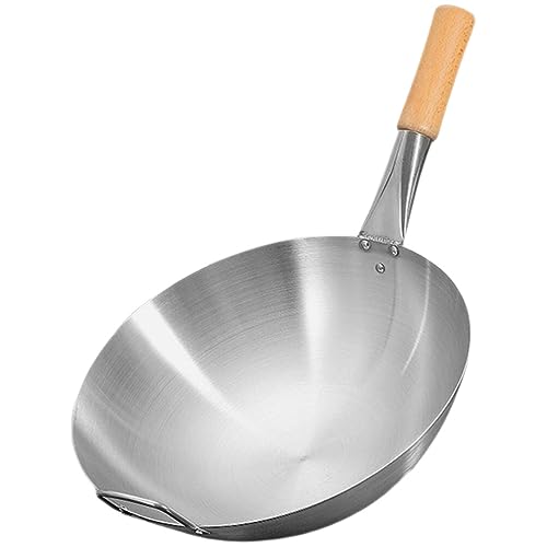 Wok Tradicional de Acero Inoxidable con Mango de Madera miniatura 1