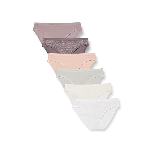 Amazon Essentials Women's Cotton Bikini Brief Underwear (Available in Plus Size), Pack of 6, Ditsy/Dots, X-Large