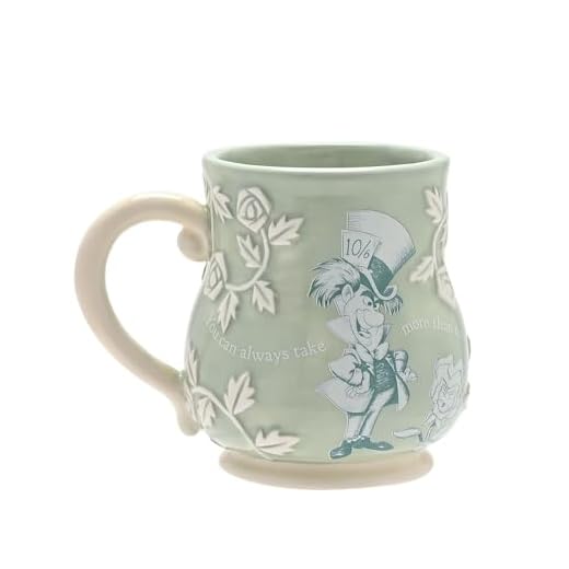 Disney - Taza de cerámica verde en relieve de Alicia en el país de las maravillas - Sombrerero loco - Decoración y artículos para el hogar para cocina, fiesta en el jardín, servir y cenar, 10 cm de