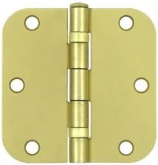 Deltana S35R5BB4 Residential Ball Bearing 3-1/2 Inch x 3-1/2 Inch Steel Hinge with 5/8 Inch Radius Corners Brushed Brass