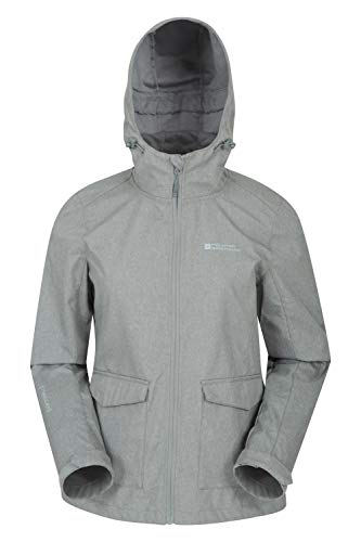 Preisvergleich Produktbild Mountain Warehouse Pines Damen-Softshell-Jacke wasserabweisendes Außenmaterial, leichte Mittelschicht, verstellbar ideal für Sommer, Trekking, Wandern, Outdoor Grau 32