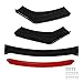 labwork 4 Pieces Universal Car Front Bumper Lip Spoiler Splitter Body Kit Bright Black Red Tongue