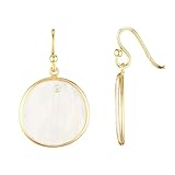  Córdoba Jewels  Pendientes en plata de ley 925 bañada en oro con nácar. Diseño Circle Nácar Hippie Gold