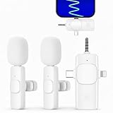 Gilool Micro Cravate sans Fil, pour iPhone/iOS/Android/PC/Laptop, Plug&Play réduction du Bruit, Micro Bluetooth pour Youtube, Facebook, Twitter, Tiktok Video et La Diffusion en Direct Blanc