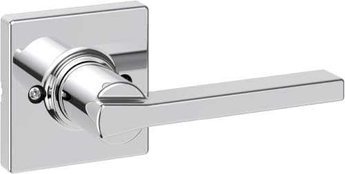 Image of Kwikset Casey Dummy Door Handle, Single Sided Lever for Closets, French Double Doors, and Pantry, Polished Chrome Non-Turning Reversible Interior Push /Pull Lever (Pack of 10)