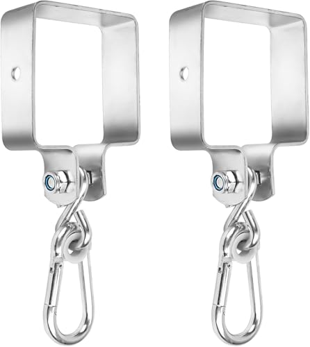Byffoer Ganchos para columpio, 90 x 90 cm, 2 unidades, acero galvanizado, abrazadera de columpio con rodamiento de nailon y mosquetón, fijación silenciosa, ganchos para vigas de madera, 9 x 9 cm