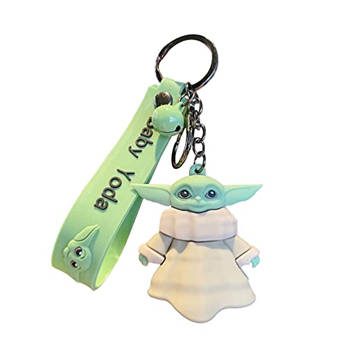 Porte-clés mandalorien 3D en caoutchouc PVC pour bébé Yoda L'enfant, motif mandalorien, jouet en PVC fait à la main, décoration de poupées, Vert, L Cover