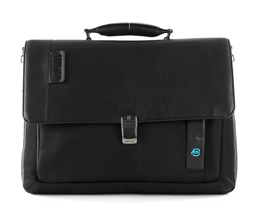 P16 Cartella con patta ed espansione pelle e tessuto porta PC 15 ad uno scomparto