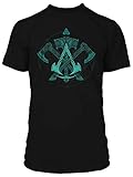 JINX Assassin's Creed Valhalla Weapons of Fear Men's Gamer Graphic T-Shirt, Black, Large