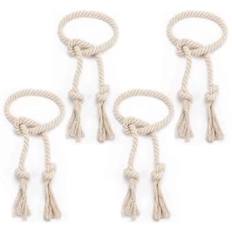 Biubee 4 Pack Handmade Curtain Tie Backs, Beige