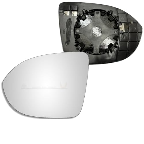 Image of For VW Taigo 2022-2026 Clip On Heated Convex Wing Door Mirror Glass With Backing Plate Left Hand UK Passenger Side
