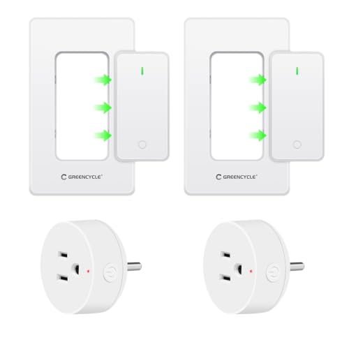 Image of Greencycle Remote Control Outlet Plug 2 Set,Detachable Wireless Wall Switch