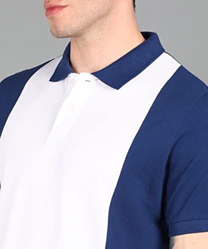 Image of Urbano Fashion Men's Colour-Block Slim Fit Half Sleeve Cotton Polo T-Shirt