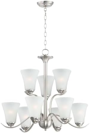 Maxim Vital-9 Light Chandelier-26 Inches Wide by 25 inches high-Satin Nickel Finish -Traditional Installation