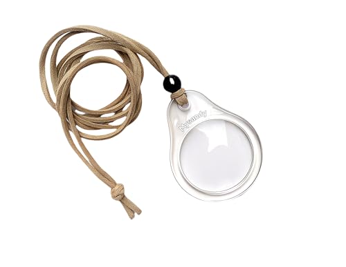 3X Magnifying Glass Portable Pocket Size with Leather Strap - Fashionable Magnifier for Reading Labels, Newspapers & Tickets (Gift Ready with Luxury Pouch) (1, Black) (Clear)