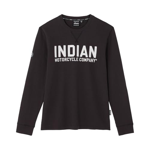 Indian Motorcycle Men's Chainstitch Embroidery Longsleeve T-Shirt, Black