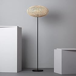 Lampara De Pie Bambu Ikea LEDKIA LIGHTING Lámpara de Pie Bambu Atamach 1510x500x500 mm Natural E27 Casquillo Gordo Bambú Decoración Salón, Habitación, Dormitorio