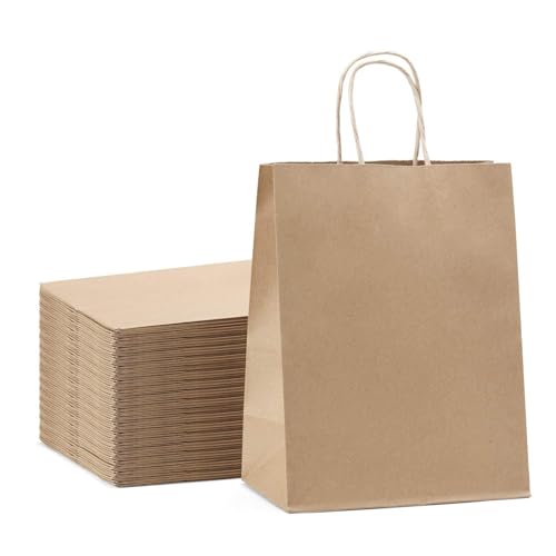 Image of RanGit Bhumi - Kraft Paper Bags for Shopping Retail Paper Carry Bags, Party Favor Return Gifting Bags, Disposable Paper Covers (Brown, 9x4x12 in)