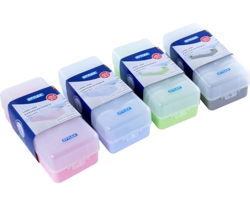 Toppoint 4x Lernbox/Karteikasten/DIN A8 / je 1x blau rot grün pink