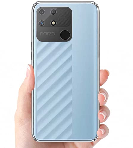 Image of Soft Flexible Silicone Back Cover Compatible with Realme Narzo 50A, Transparent Case + Screen Guard