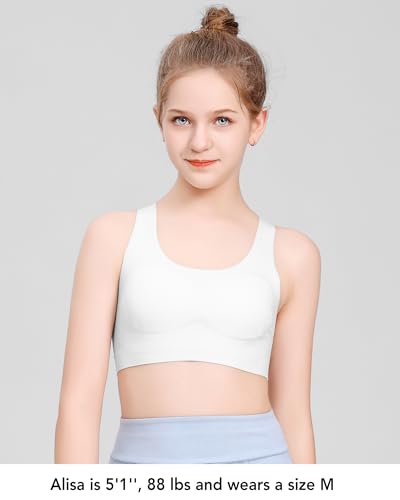 SALIA GIRL Seamless Training Bras for Girls 10-12, Racerback Teen Bra Soft Light Sports Bra 12-16 with Fixed Padding2