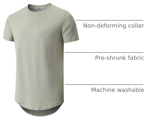 Image of KLIEGOU Men's 100% Cotton Longline T-Shirt, Pre-Shrunk Soft