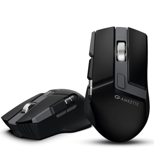 Image of Amkette XS Series Flow S Ergonomic Wireless Mouse /Bluetooth Mouse with Side Scroll, 2.4G + 3xBT, 7 Buttons, Multi-OS,3200 DPI Adjustable, 1000Hz Polling, 800mAh Rechargeable