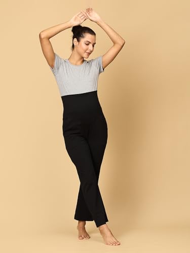 Image of The Mom Store Maternity Track Pants Combo 3 | for Pregnant Women with Ultimate Comfort | Prenatal Yoga Pants | Maroon, Navy & Black | S