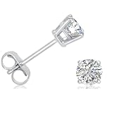 IGI Certified 1/2 Carat TW Round Natural Diamond Stud Earrings set in 14K White Gold |Real Diamond Stud Earrings in Real 14K Gold