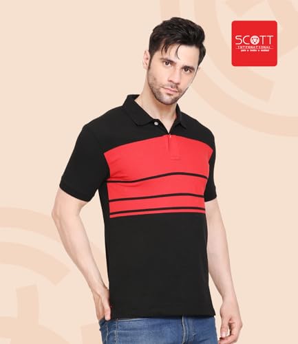 Image of Scott International Men's Rich Cotton Regular Fit Striper Polo T-Shirt |