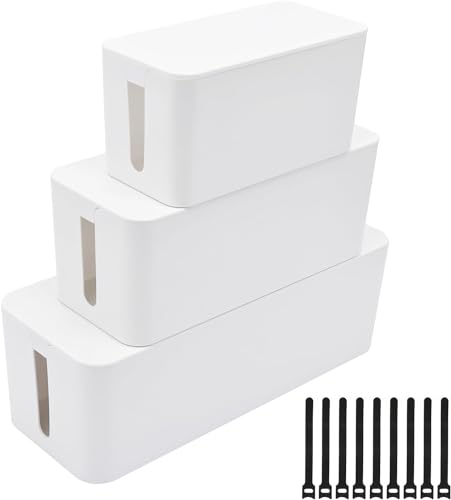 Caja para ocultar cables y hub USB con diseño minimalista blanco en set de 3 piezas