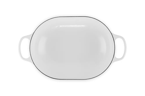 Image of Le Creuset Enameled Cast Iron Oval Casserole with Lid, 3.75 qt., White