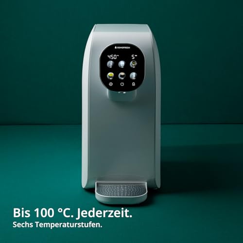 Quella Pro White Countertop Osmosis System with Hot Water Dispenser, 6 Temperature Levels, 7-Way Reverse Osmosis Filtering, Water Filter for Kitchen, Office, Motorhome, Lime-Free Drinking