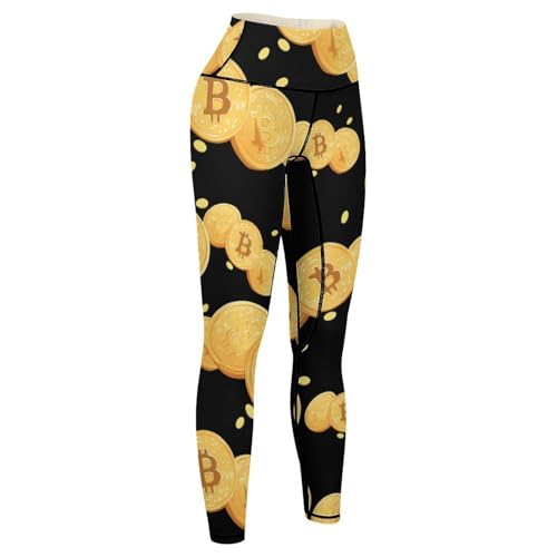 Bitcoin Gloden Women's High Waisted Yoga Leggings Soft Tummy Control Pants for Running Gym Daily - Image 7